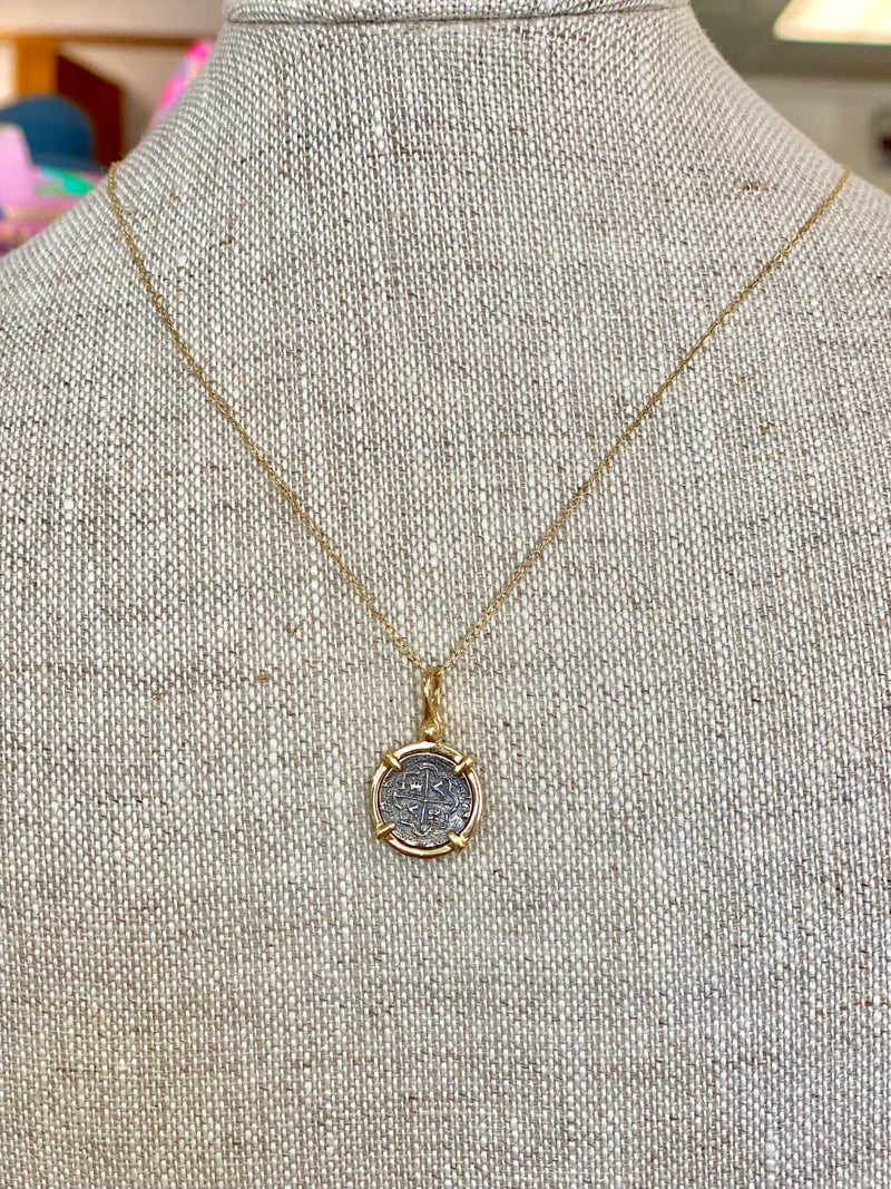 Atocha 14k Gold/Silver Pendant on 14k Cable Chain