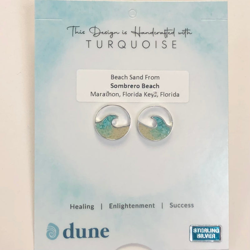 Dune Wave Post Earrings, Silver w/ Turquoise & Sand