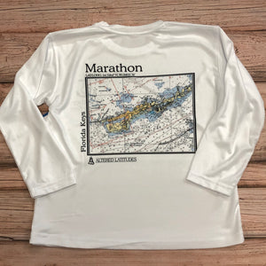 Marathon Chart Long Sleeve SPF Shirt Youth White