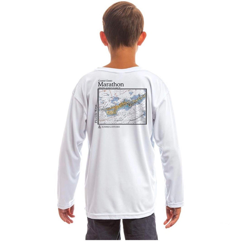 Marathon Chart Long Sleeve SPF Shirt Youth White