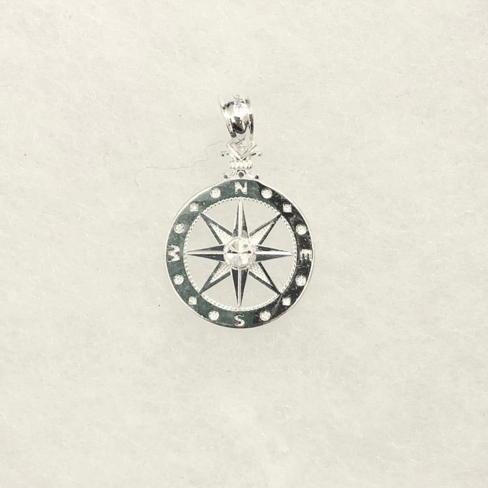 Compass Rose Pendant, Sterling Silver - Small