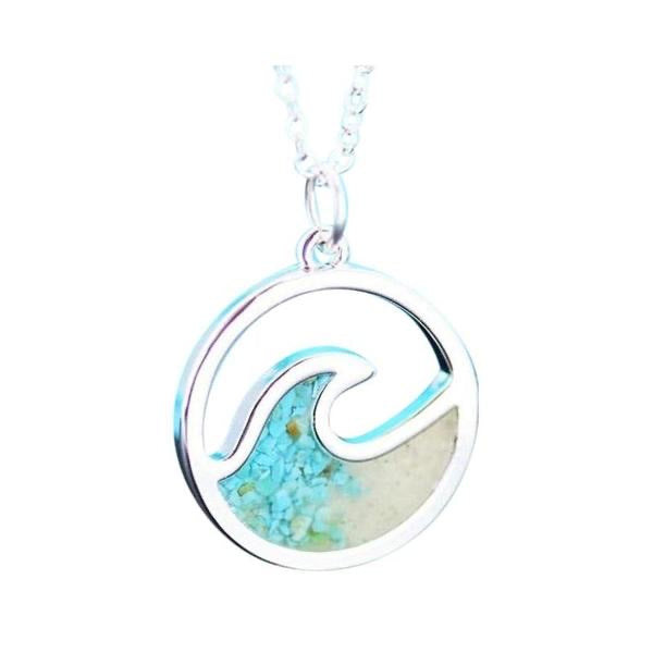 Wave Necklace, Silver Plated w/ Turquoise & Sand