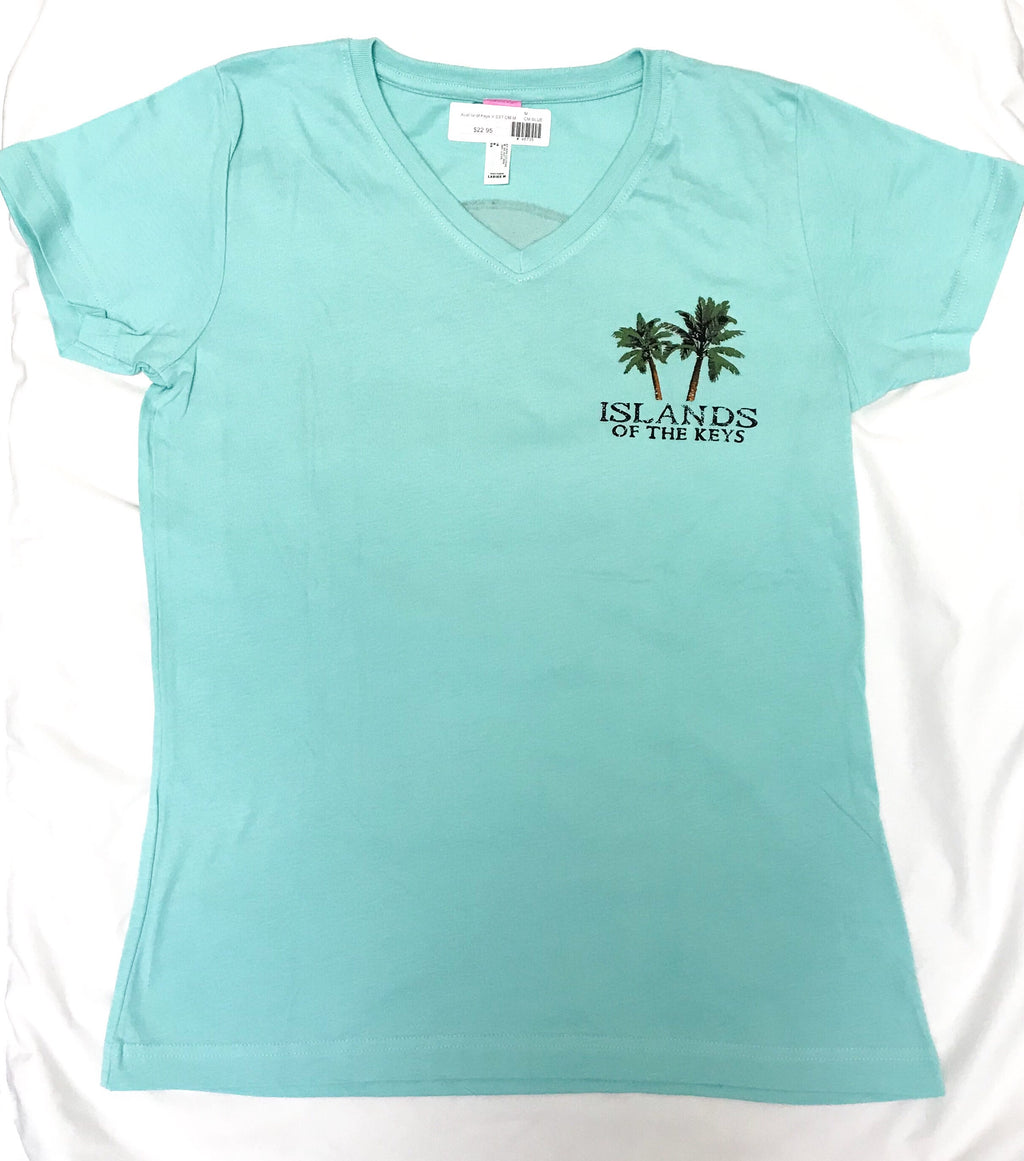 Islands of the Keys V Neck T-Shirt, CM Blue
