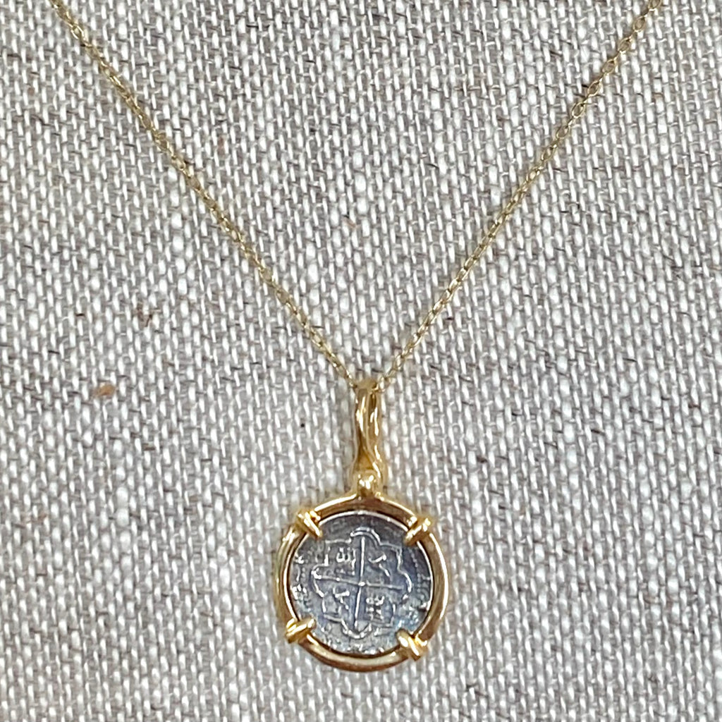 Atocha 14k Gold/Silver Pendant on 14k Cable Chain