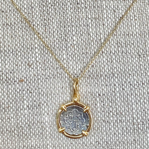 Atocha 14k Gold/Silver Pendant on 14k Cable Chain