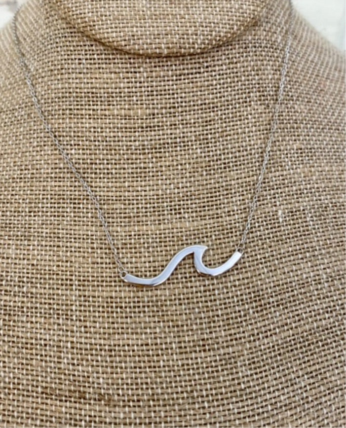 Thick Sterling Silver Wave Necklace