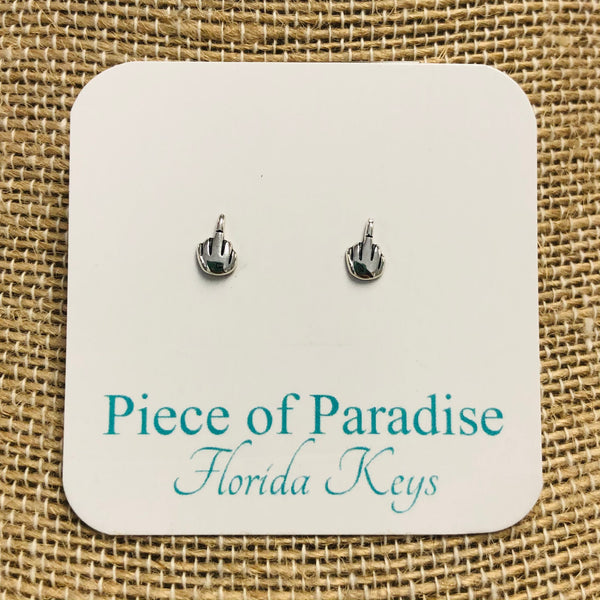 Middle Finger Post Middle Finger Post Earrings, Sterling Silver โ Bayshore Clothing
