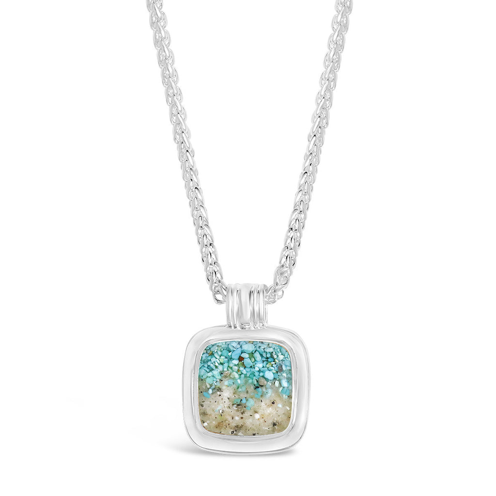 Dune Gradient Cushion Necklace, Sterling Silver w/ Turquoise & Beach Sand