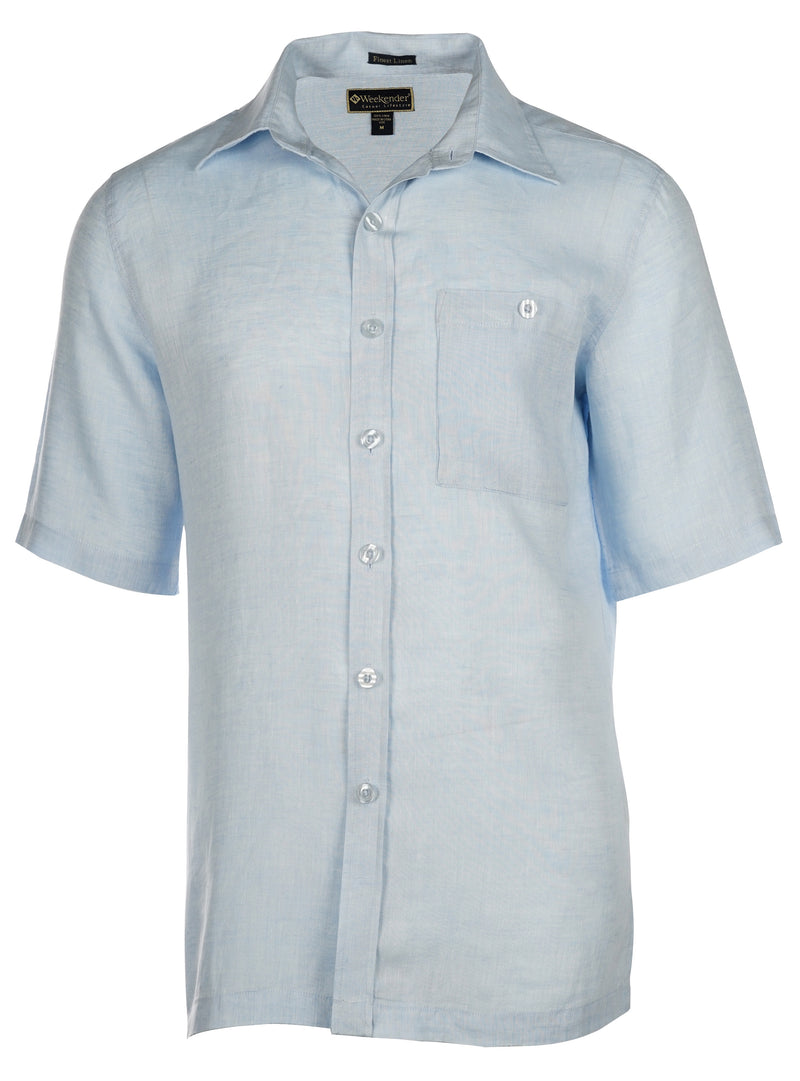 Weekender Pavilion Linen Shirt, Sky Blue