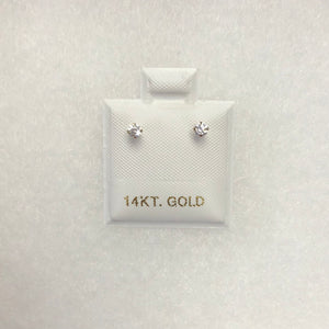 14k w/ CZ Yellow Gold Screw Back Post Earrings