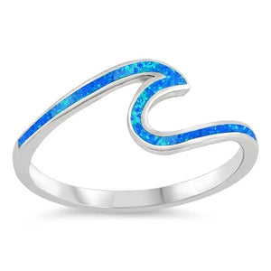 Sterling Silver w/ Blue Opal Wave Ring