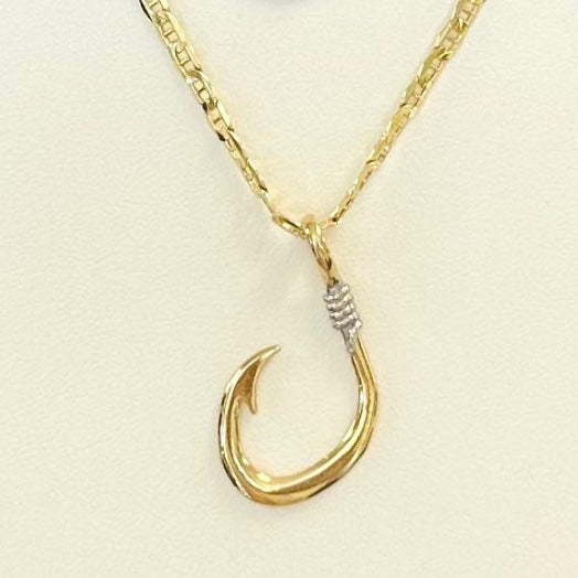 14k Yellow Gold Fish Hook Pendant – Bayshore Clothing