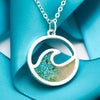 Wave Necklace, Silver Plated w/ Turquoise & Sand
