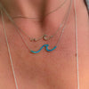 Sterling Silver w/ Blue Opal Wave Necklace, Adjustable to 18"