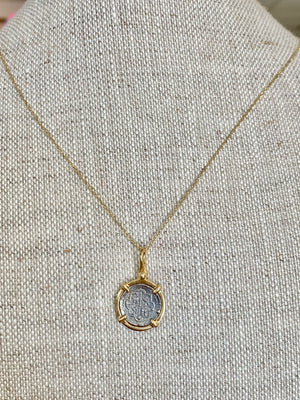 Atocha 14k Gold/Silver Pendant on 14k Cable Chain