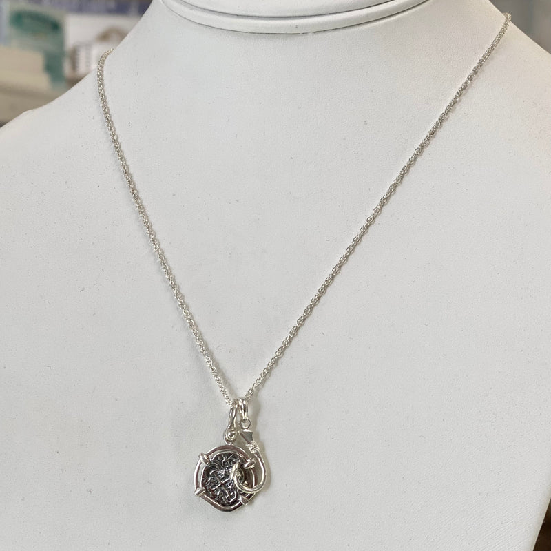 Silver Atocha Coin Necklace w/Silver Hook Pendant