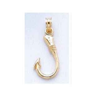 Small Hook Pendant, 14k Gold