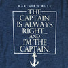 Youth Captain’s Rule Captain is Always Right T-Shirt, Navy