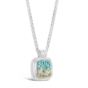 Dune Gradient Cushion Necklace, Sterling Silver w/ Turquoise & Beach Sand