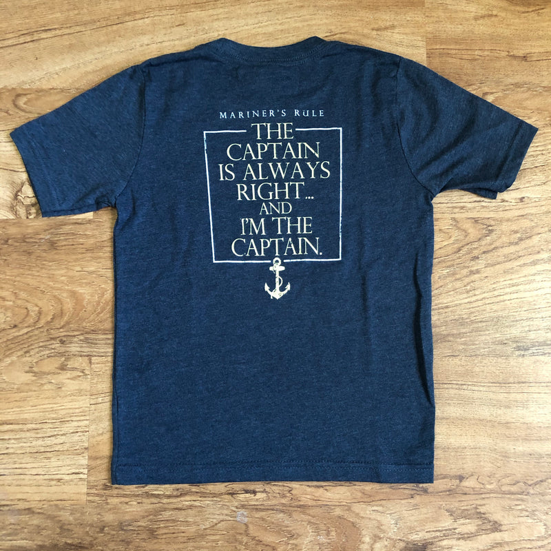 Youth Captain’s Rule Captain is Always Right T-Shirt, Navy