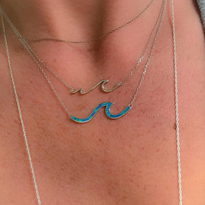 Sterling Silver Minimalist Wave Necklace, Adjustable to 18"