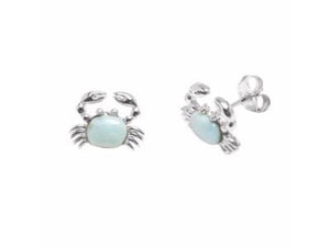 Sterling Silver w/ Larimar Crab Earring Post
