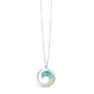 Dune Gradient Wave Necklace, Sterling Silver w/ Turquoise & Beach Sand